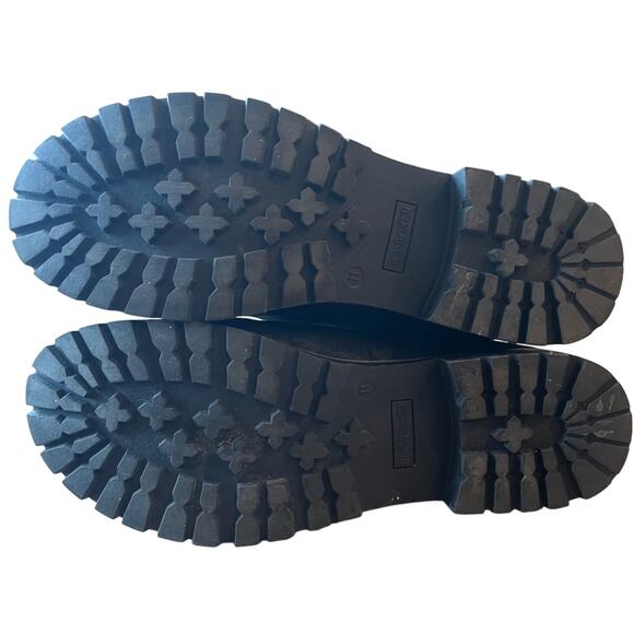 Joe Boxer Rhonda Hiking Combat Boots Size 11 Black Knit Cuff lace Up Lug Sole - Picture 8 of 10